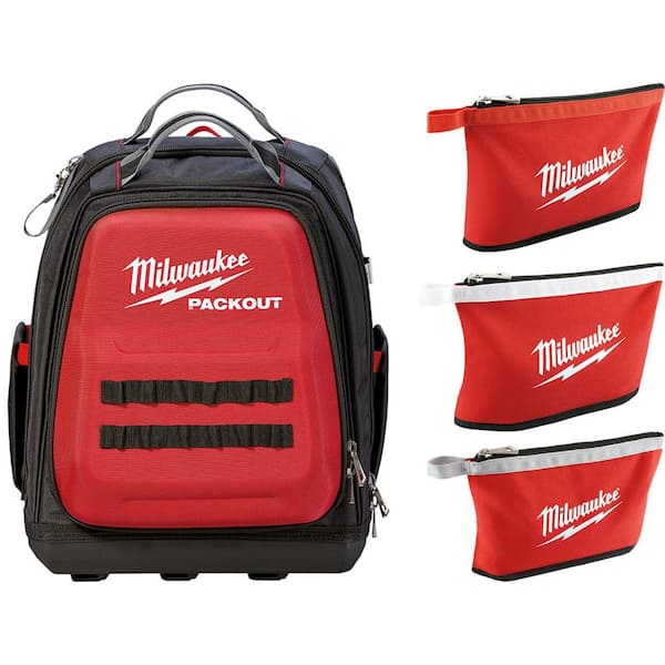 Milwaukee 15 in. PACKOUT Tool Backpack with 3-Pack Zipper Tool Bags