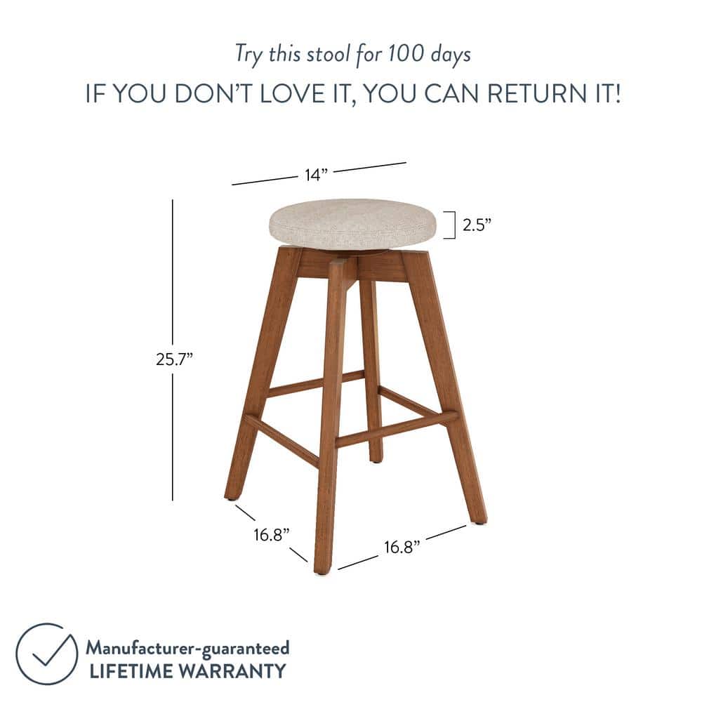 Gray Solid Wood 26" Swivel Backless Counter Stool Set