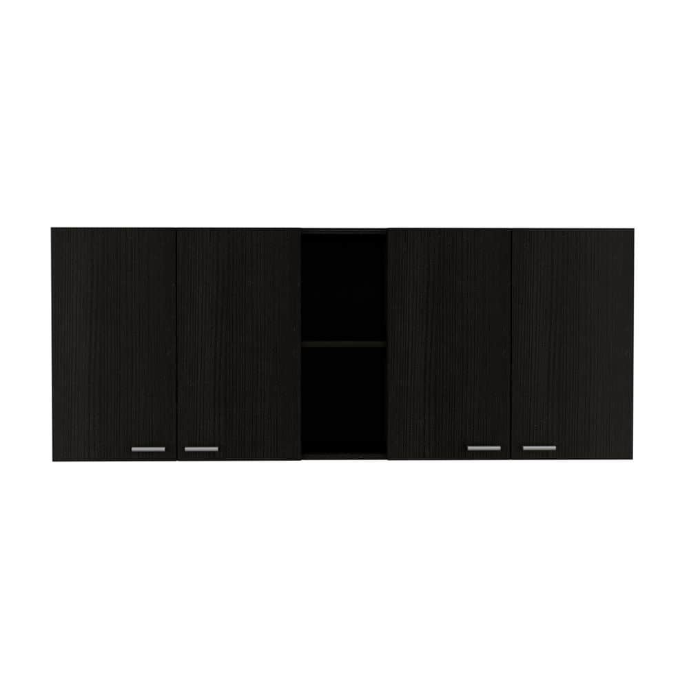 59.05 in. W x 12.40 in. D x 23.62 in. H Bathroom Storage Wall Cabinet in Black with 6 Shelves and 4 Door price history on PriceWatchPro