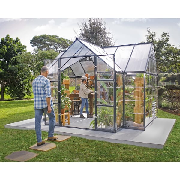 Victory Orangery 10 ft. x 12 ft. Gray/Clear Garden Chalet Solarium/ Greenhouse and Conservatory