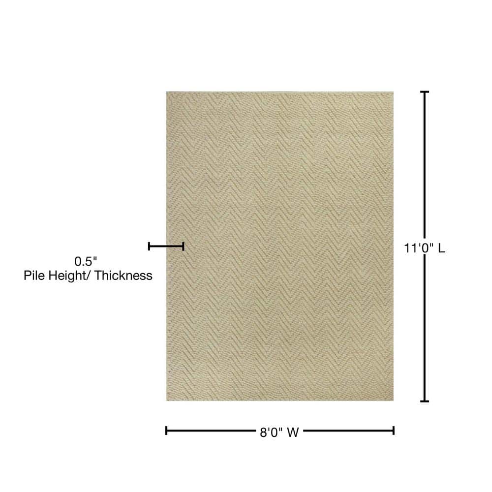 XXXL Ivory Handwoven Jute Herringbone Area Rug