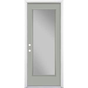 32 in. x 80 in. Full Lite Silver Clouds Right-Hand Inswing Painted Smooth Fiberglass Prehung Front Door w/ Brickmold