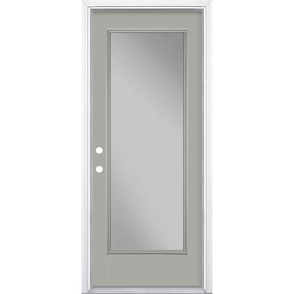 Masonite 32 in. x 80 in. Full Lite Right-Hand Inswing Painted Smooth Fiberglass Prehung Front Door w/ Brickmold, Vinyl Frame