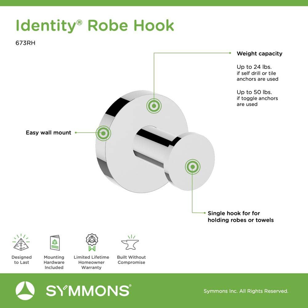 Polished Chrome Metal Wall-Mounted Robe Hook