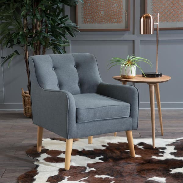 Lennox Charcoal Fabric Mid Century Arm Chair