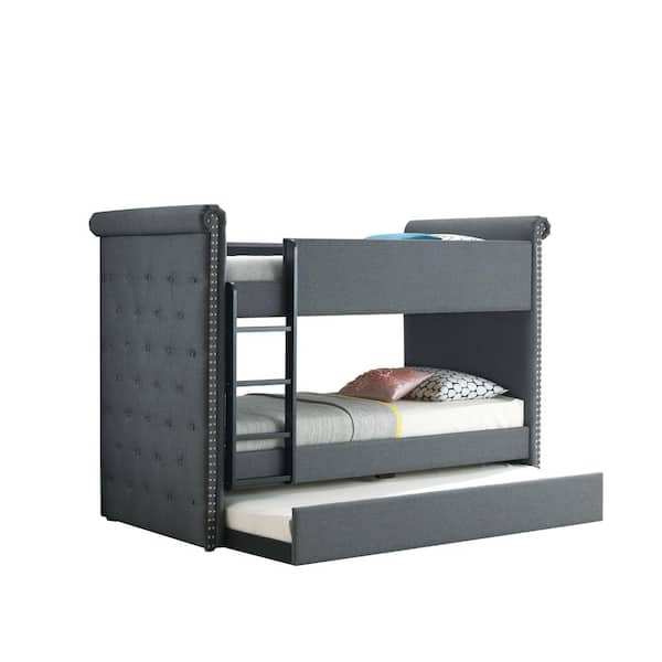 Acme Furniture Romana II Gray Fabric Twin/Twin Bunk Bed and Trundle