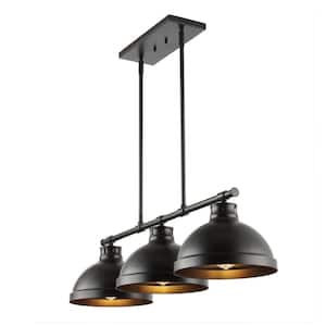 Asher 36 in. 3-Light Industrial Farmhouse Iron Linear LED Pendant, Oil Rubbed Bronze