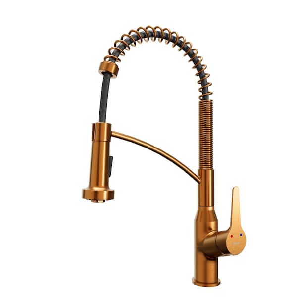 Karran Scottsdale Single Handle Pull-Down Sprayer Kitchen Faucet in Brushed Copper