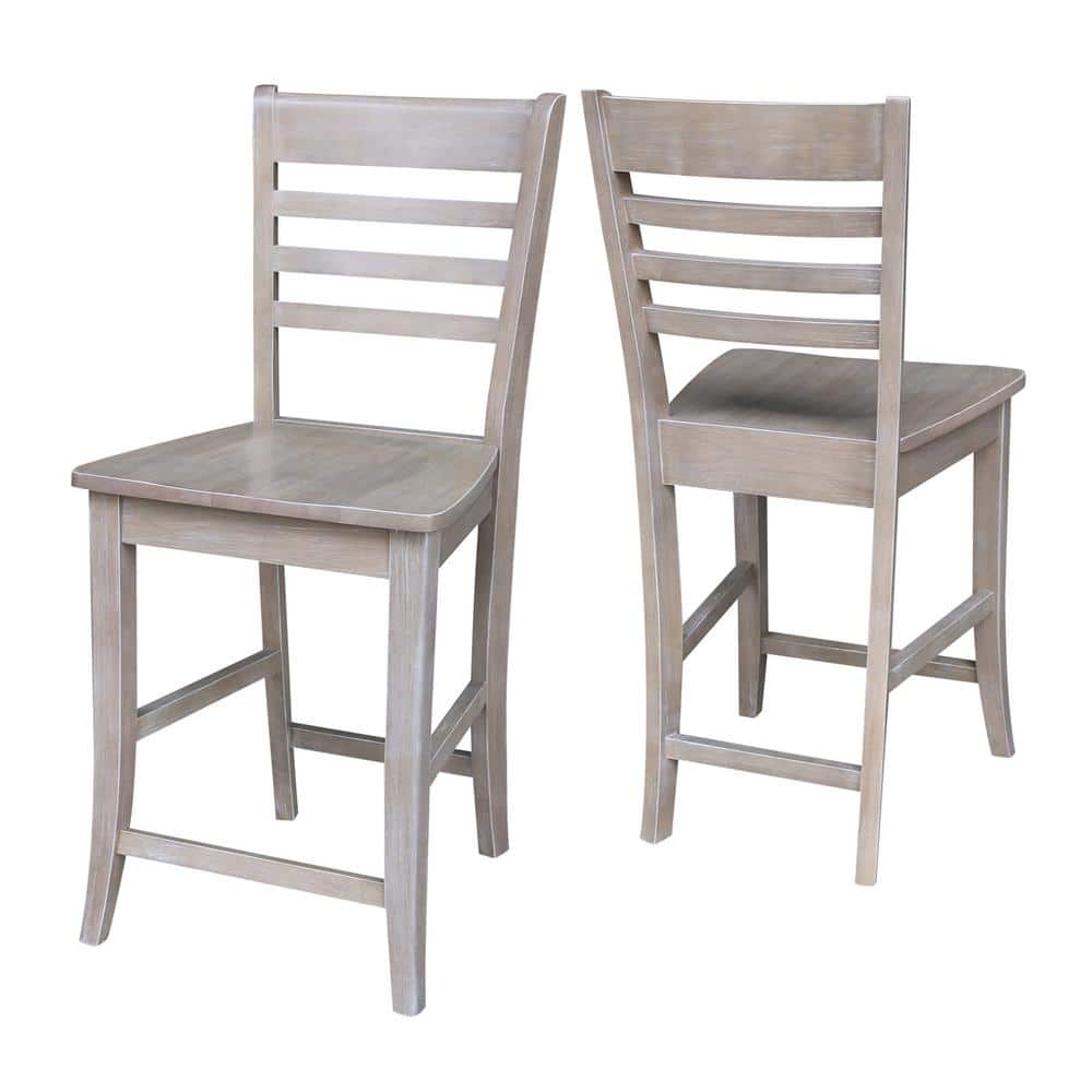 Cosmo Vintage Washed Grey Solid Hardwood 24" Counter Stool