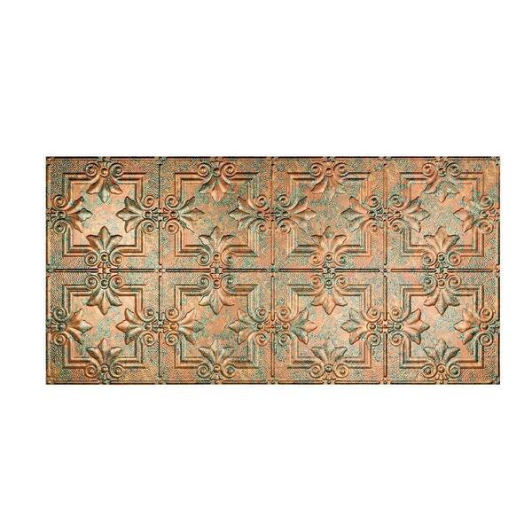 Fasade Regalia 2 ft. x 4 ft. Glue Up PVC Ceiling Tile in Copper Fantasy