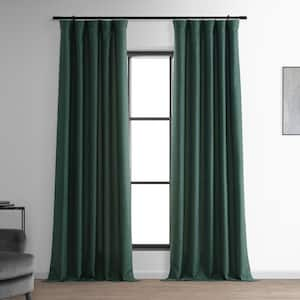 Empire Green Italian Faux Linen Room Darkening Curtain - 50 in. W x 108 in. L (1 Panel)