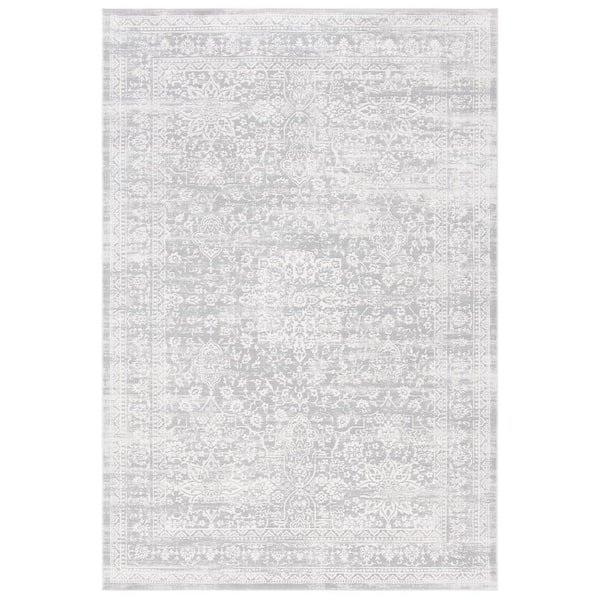 SAFAVIEH Princeton Gray/Beige 4 ft. x 6 ft. Floral Distressed Area Rug