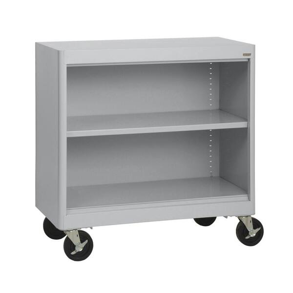 Sandusky 36 in. Dove Gray Metal 2-shelf Cart Bookcase with Adjustable Shelves