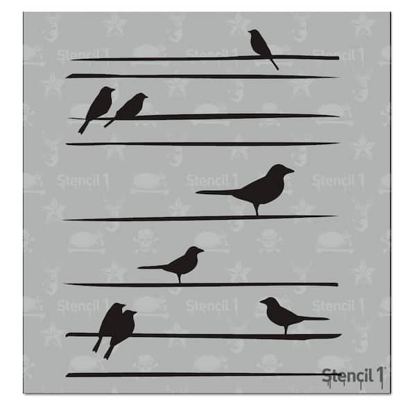 Stencil1 Birds on a Straight Line Small Stencil