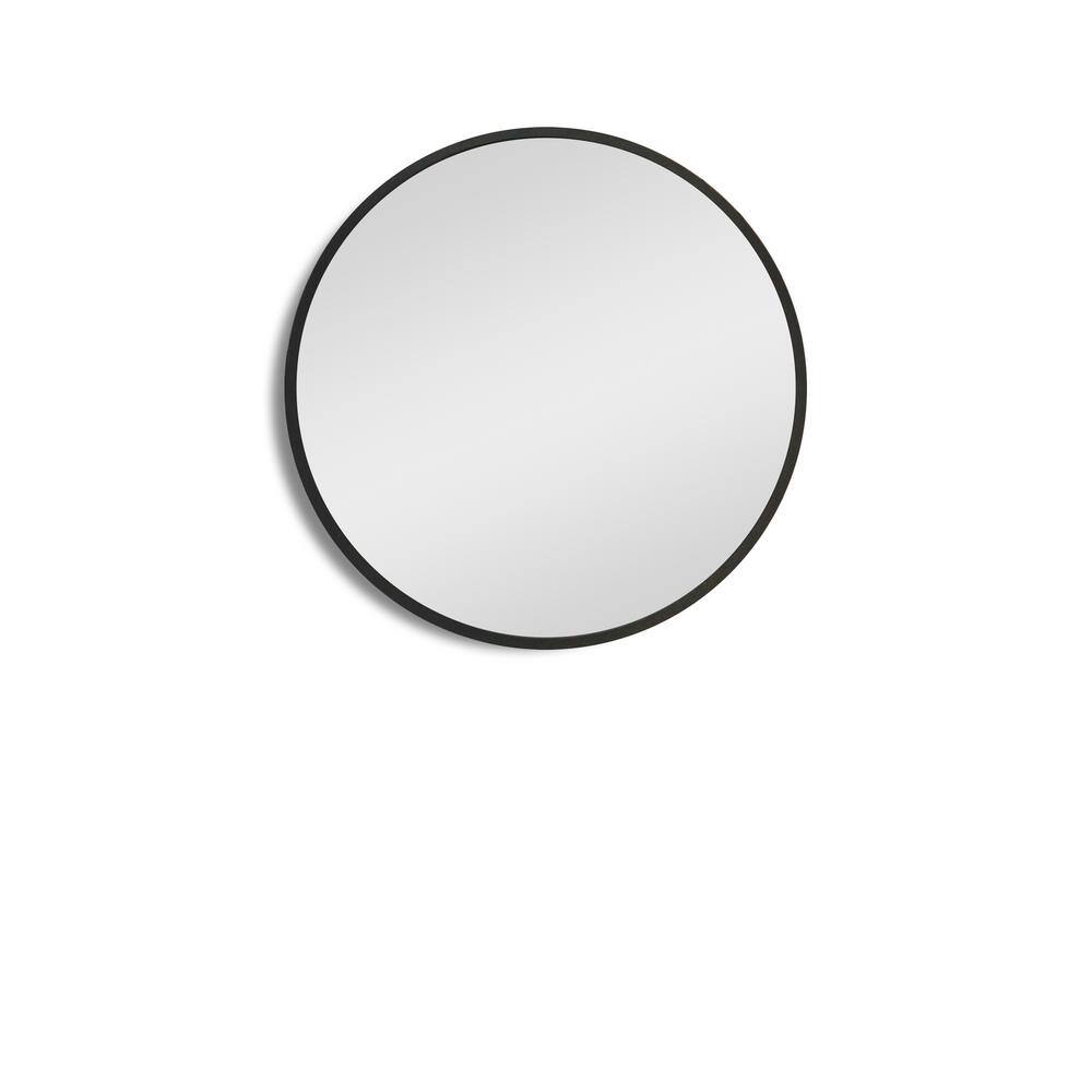 24 in. W x 24 in. H Round Surface Mount Black Bathroom Medicine Cabinet wit