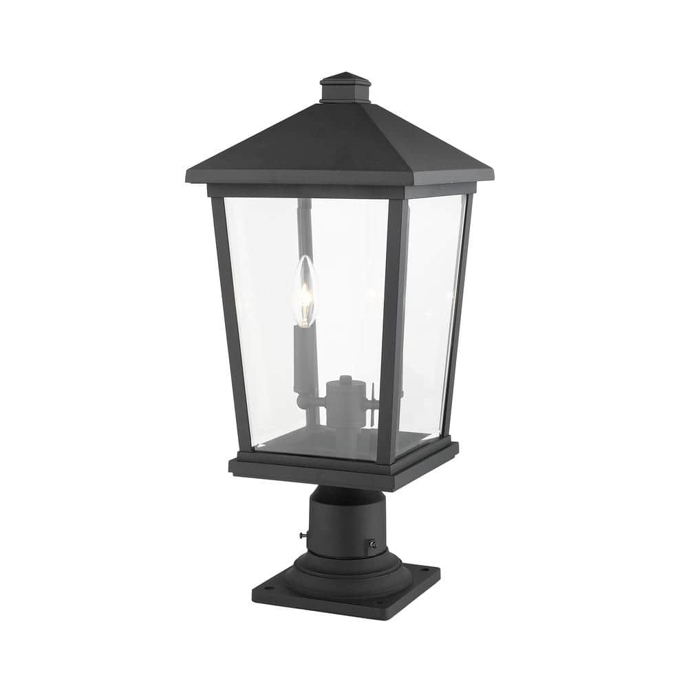 Black Metal Outdoor Lantern with Candelabra Base