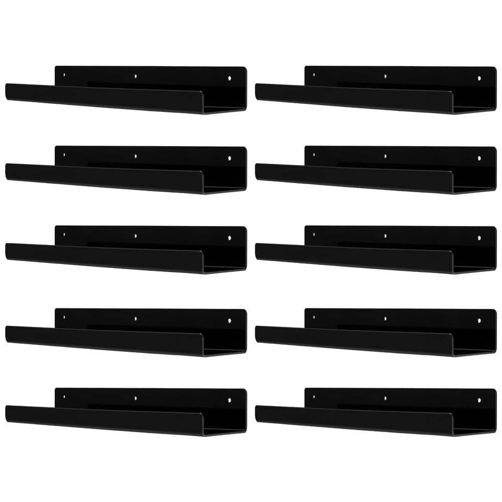 15 in. W x 4 in. D Black ​Acrylic Decorative Wall Shelf (Set of 10)