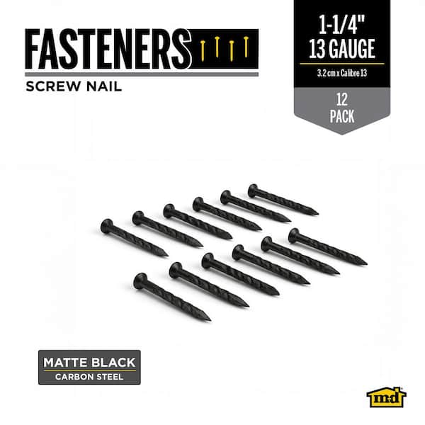1-1/4 in. 12CT Matte Black Fasteners Floor Installation Kit for Floor Accessory