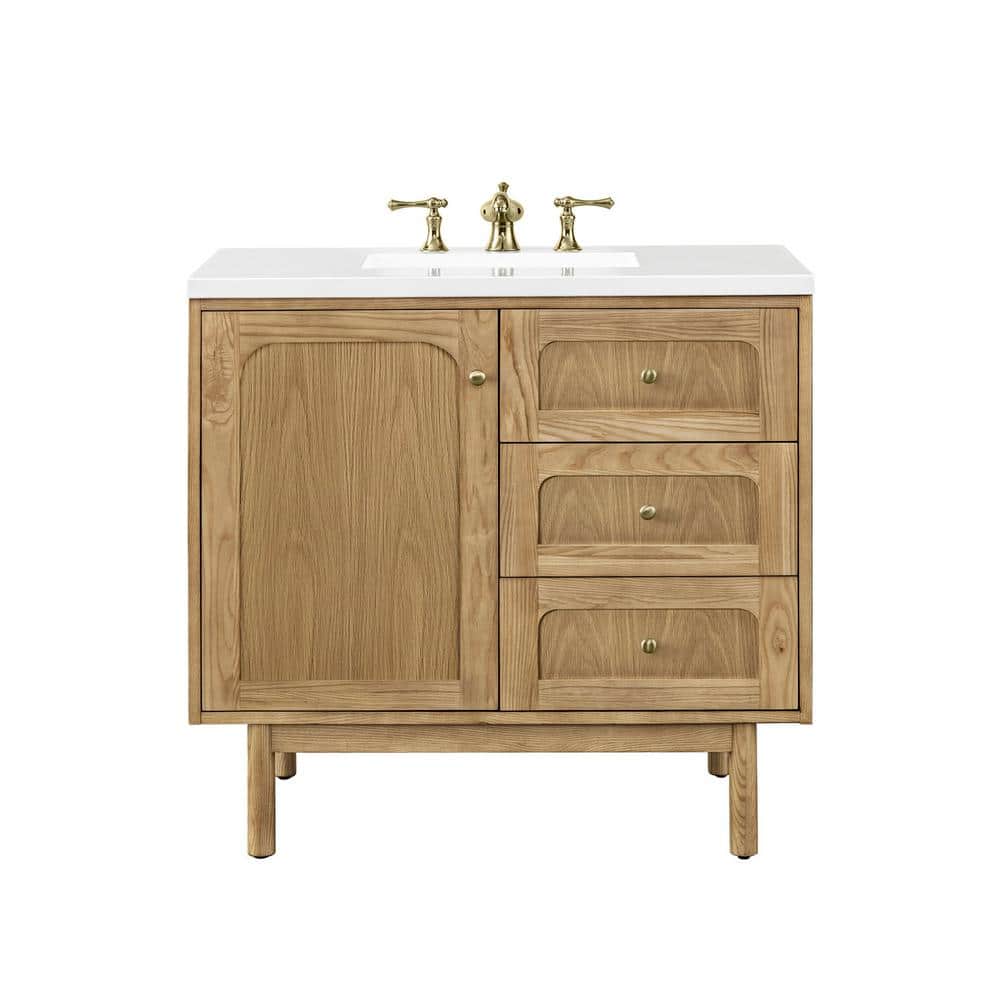 Laurent 36'' Light Natural Oak Single Vanity with Quartz Top