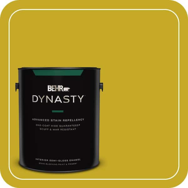 BEHR DYNASTY 1 gal. Home Decorators Collection #HDC-MD-03 Citronette Semi-Gloss Enamel Interior Stain-Blocking Paint & Primer