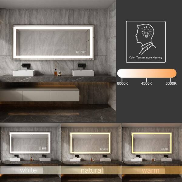 TOOLKISS 55 in. W x 30 in. H Rectangular Frameless LED Light