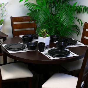 Retro Chic 16-Piece Modern Black Stone Dinnerware Set (Service for 4)