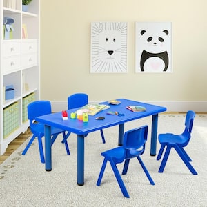 Blue 4-Pack Kids Plastic Ergonomic Design Stackable Multifunctional Classroom Chairs