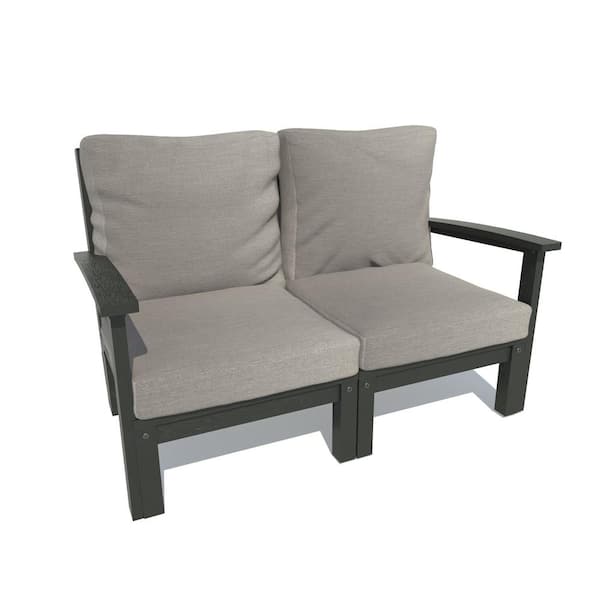 Highwood Bespoke 1-Piece Plastic Outdoor Deep Seating Loveseat with Stone Gray Cushions