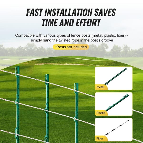 VEVOR Electric Fence Wire, 2625 ft. 800 M Portable Polypier, 3/32 in. Dia 9 Mixed Metal Strands for Reliable Conductivity