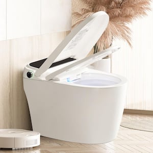 Modern Electric Bidet Seat for Elongated Toilets in White with LED Display