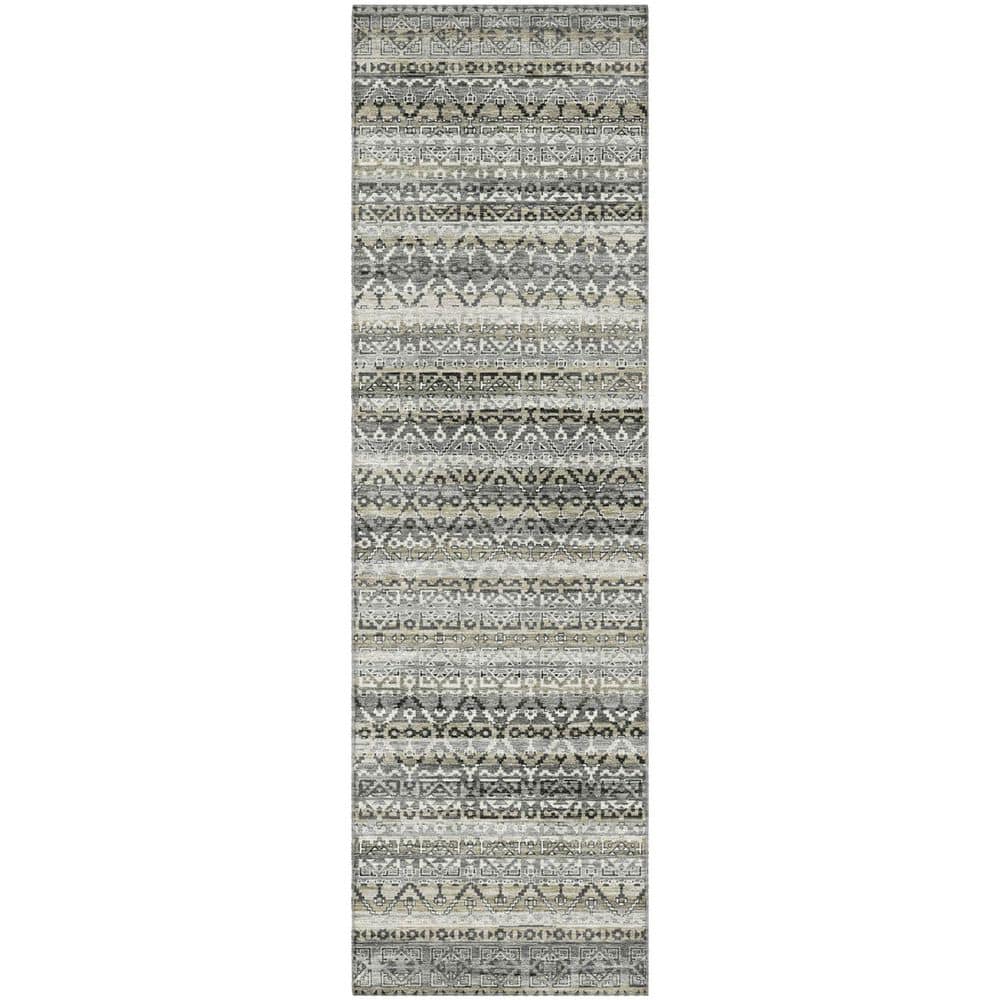 Mayfield Premium Machine Washable Abstract AMF2101 Pewter 2 ft. x 7 ft. Runner Rug price history on PriceWatchPro