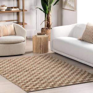 Aneira Natural 4 ft. x 6 ft.  Checkered Jute Area Rug