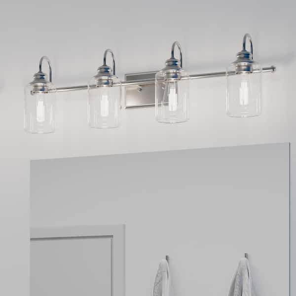 Aiken 4-Light Brushed Nickel Clear Glass Vintage Wall Light