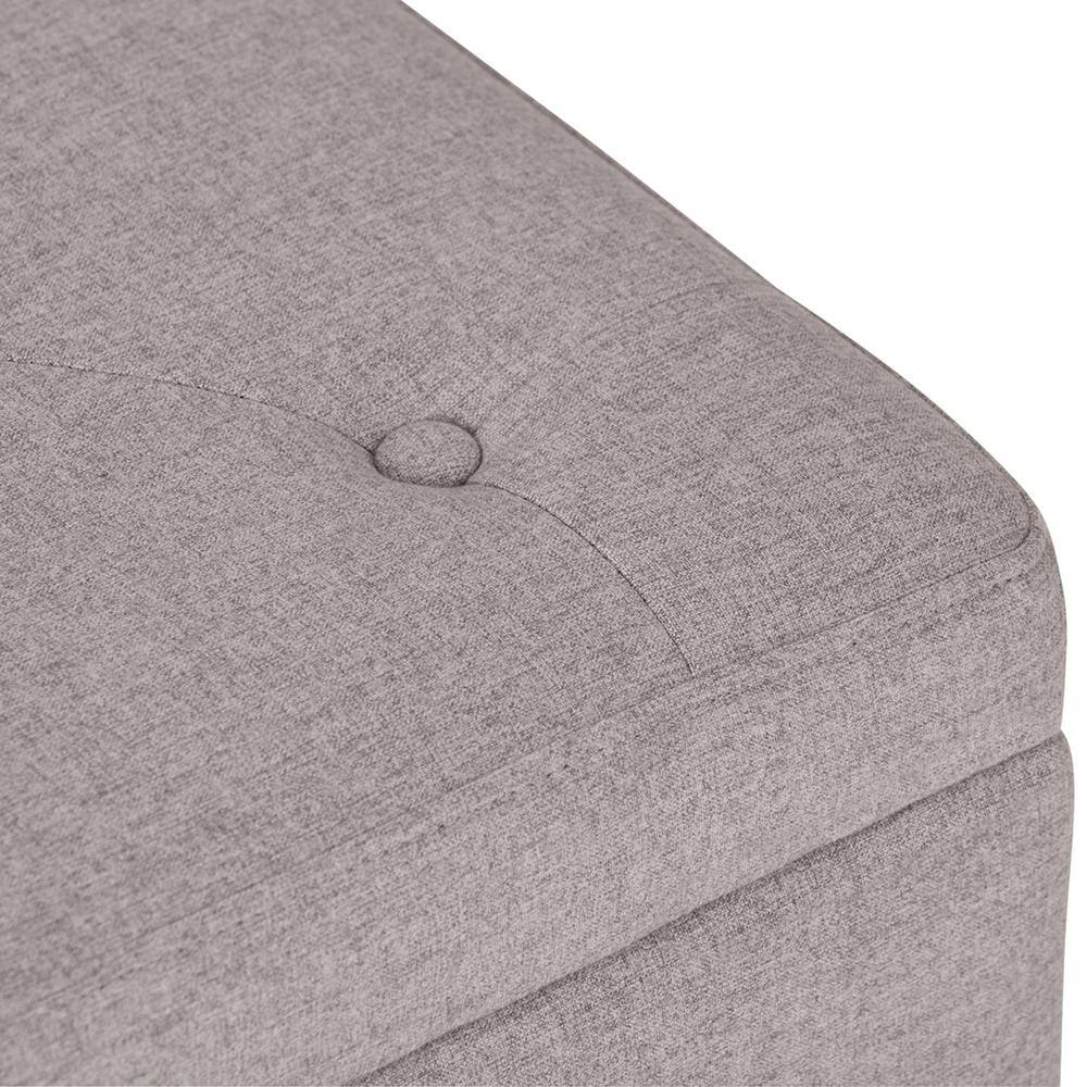 Cloud Gray Tufted Wood Footstool with Nail Trim - Traditional Style
