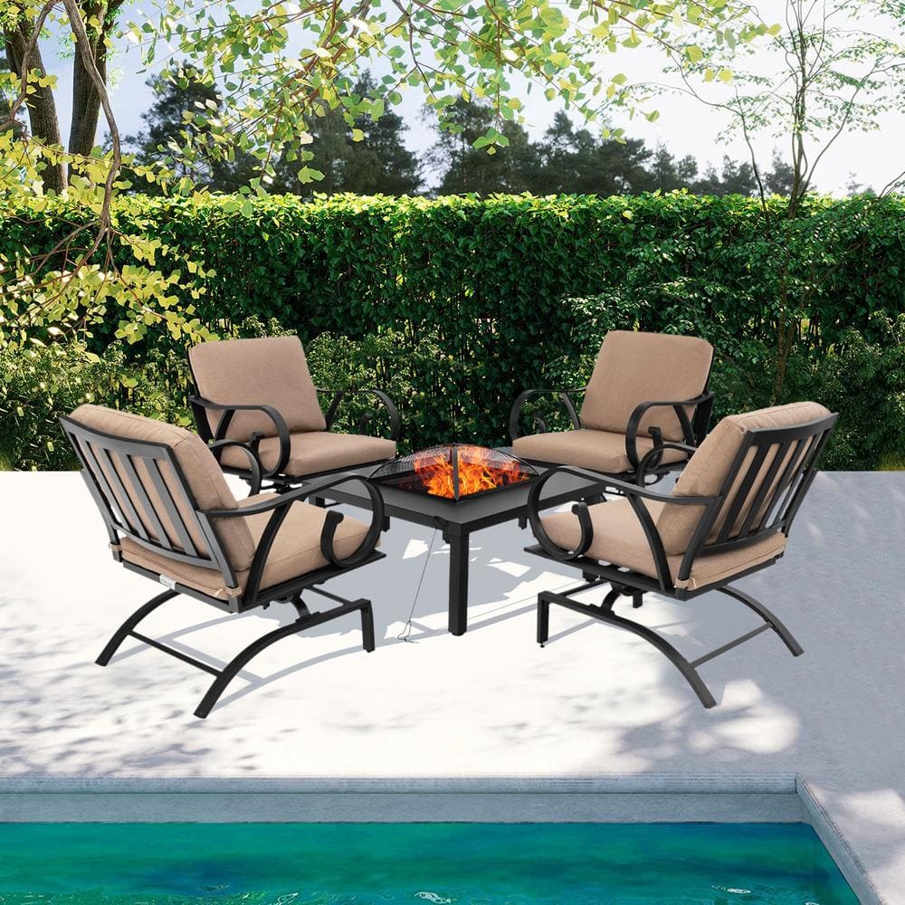 5-Piece Metal Patio Conversation Set with Brown Cushions price history on PriceWatchPro