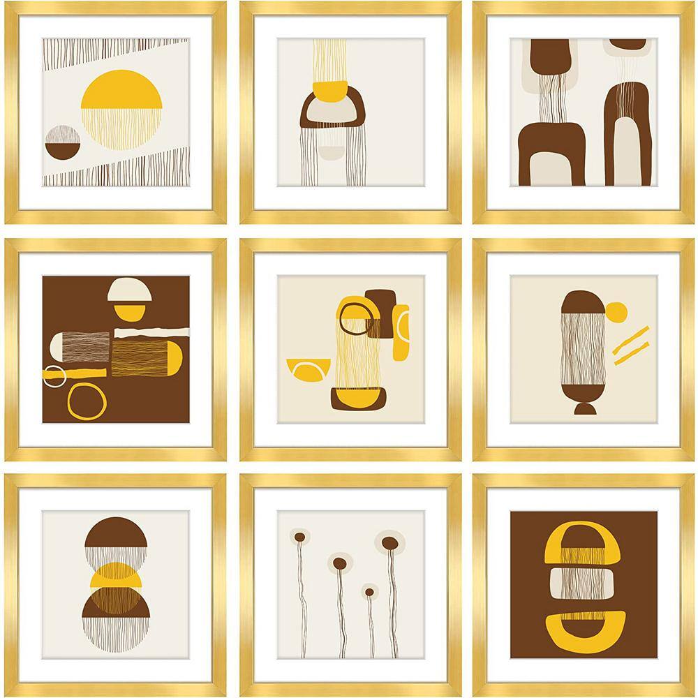 Cubilan 12 in. x 12 in. Gold Gallery Picture Frame Wall Frame Set, 9