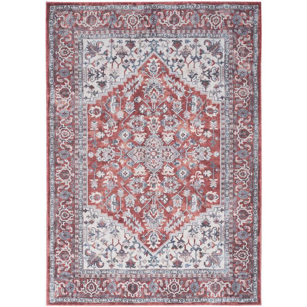 Machine Washable Series 1 Brick Ivory 8 ft. x 10 ft. Distressed Traditional