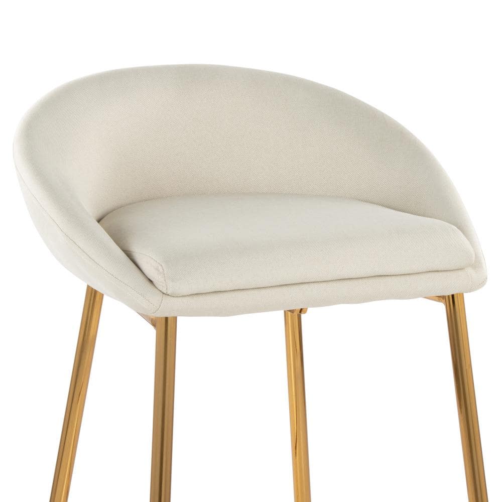 Elegant Gold and Cream Curved Counter Stools, Set of 2