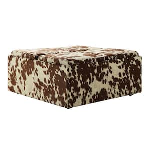 Cowhide Print Storage Ottoman