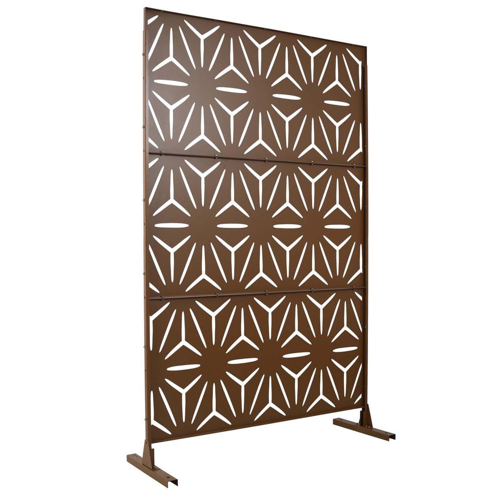 76 in. H x 48 in. W Steel Garden Fence Freestanding Outdoor Privacy Screen in Brown price history on PriceWatchPro
