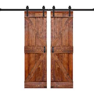 K Series 48 in. x 84 in. Carrington Finished DIY Solid Wood Double Sliding Barn Door with Hardware Kit