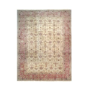 Red Hand Knotted Wool Classic Oriental Design Rug, 13'3 x 19'10, Area Rug