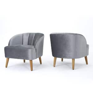 Amaia Pewter Velvet Upholstered Club Chair (Set of 2)