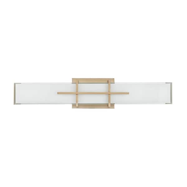 Tocco 24 in. 1 LED-Light Modern Gold Vanity-Light with White Shade