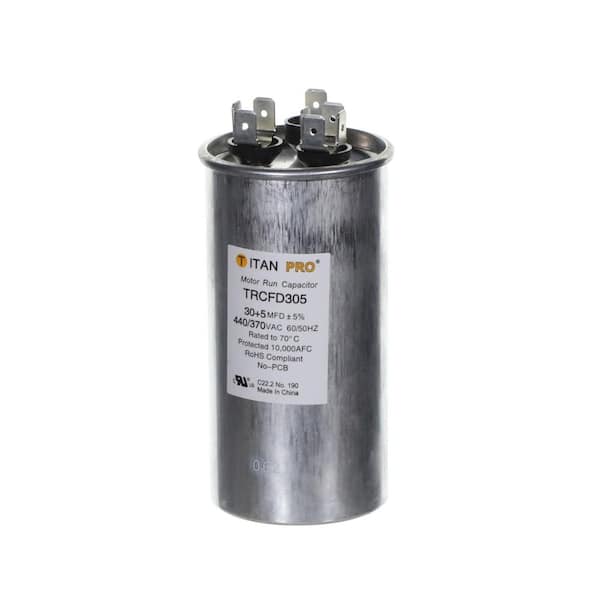 Packard TITAN PRO 30 Plus 5 MFD 440/370V Dual Voltage Round Run Capacitor