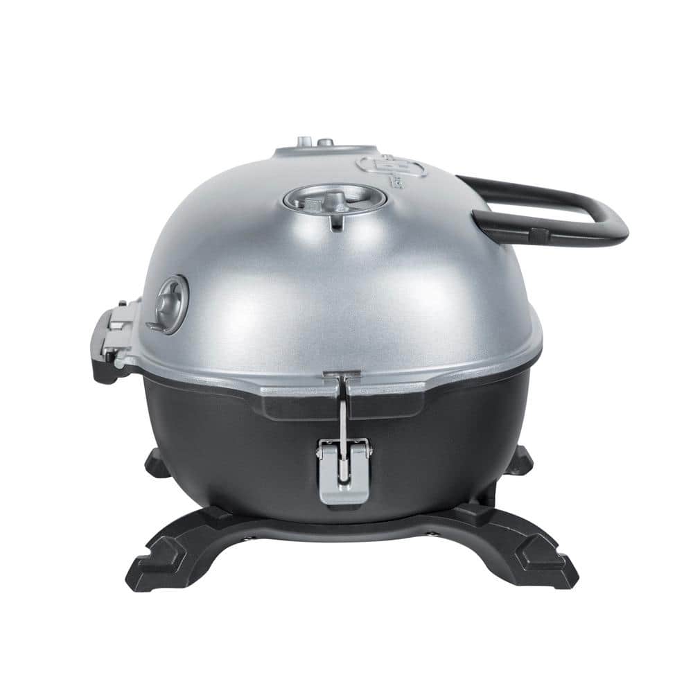 PKGO Silver Charcoal Grill and Smoker with Porcelain Coated Cast Iron Grates