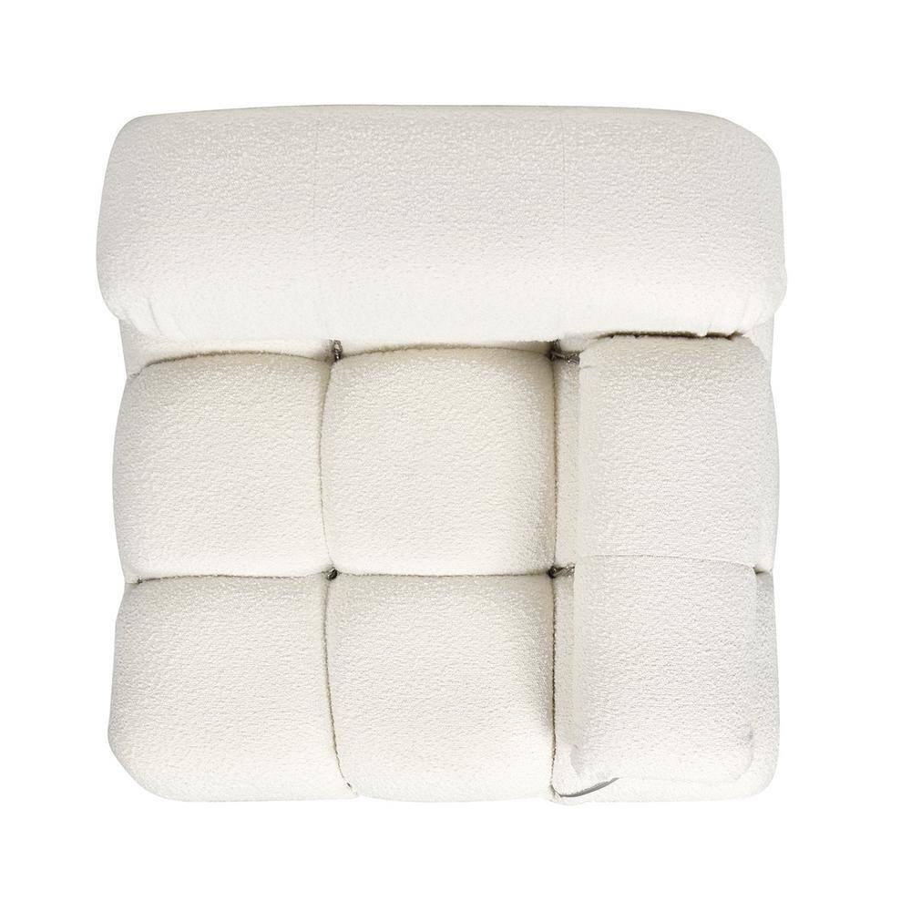 Ivory White Bouclé Modular Lounge Chair with Padded Arm