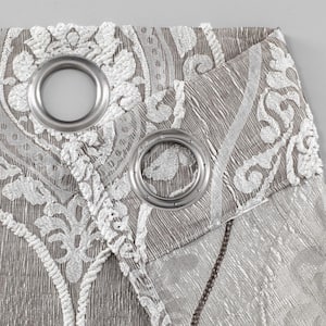 Monaco 76" x 96" 3D Medallion Grommet Panel Pair in Silver