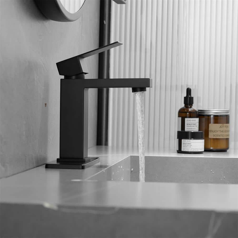 Matte Black Stainless Steel Single Handle Bathroom Faucet