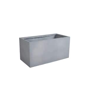 Flora Modern Rectangular Fiberstone and MGO Clay Planter Pot With Drainage Holes in Grey (20 in. H)